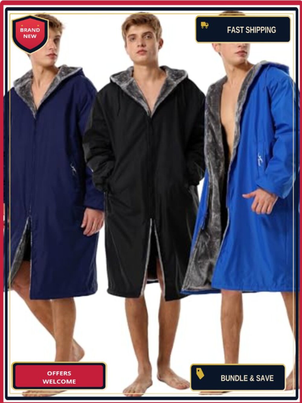 Unisex Faux Fur Waterproof Swim Parka YKK Zipper Quick Dry
